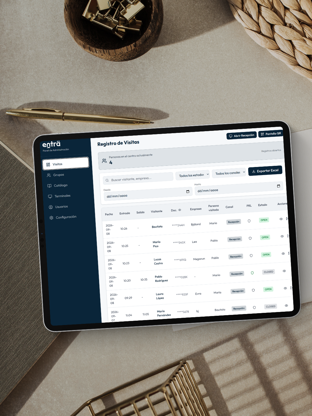 Registro de visitas en empresas-control